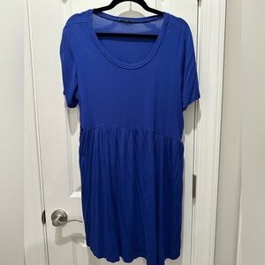 JODIFL Royal Blue Scoop-Neck Short Sleeve Shirt Dress